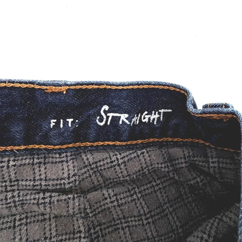 Eddie Bauer Straight Fit Jeans Mens 36x32 Dark Wash Blue Flannel Lined